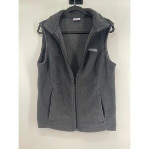 Columbia Fleece Vest Womens Size L Charcoal Gray Zip Up Pockets